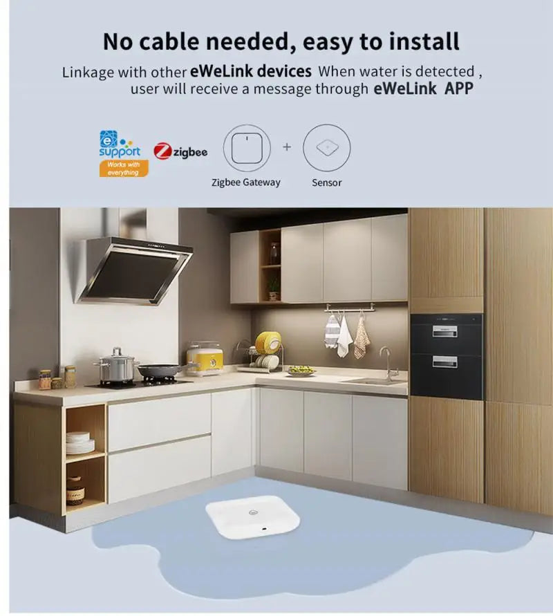 App Smart Zigbee Water Immersion Leak Sensor Remote Monitoring Water Overflow Alert Smart Home Decoration
