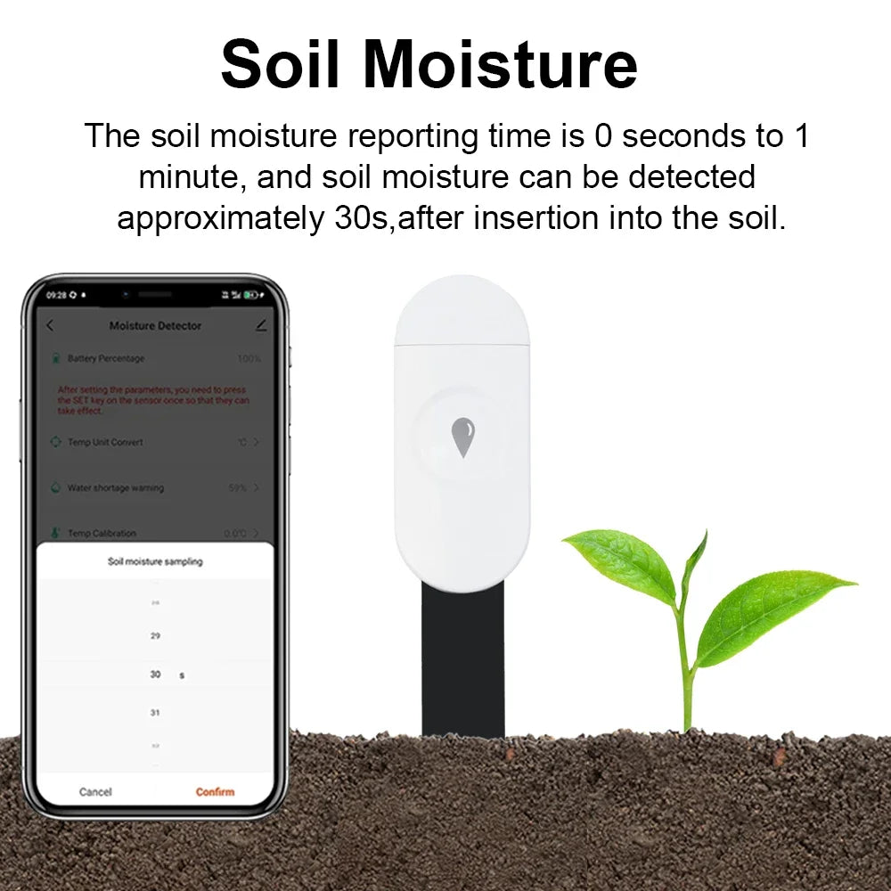 Tuya Zigbee Temperature Humidity Moisture Detector Smart Soil Tester Moisture Sensor Phone App Realtime Monitor for Home Garden