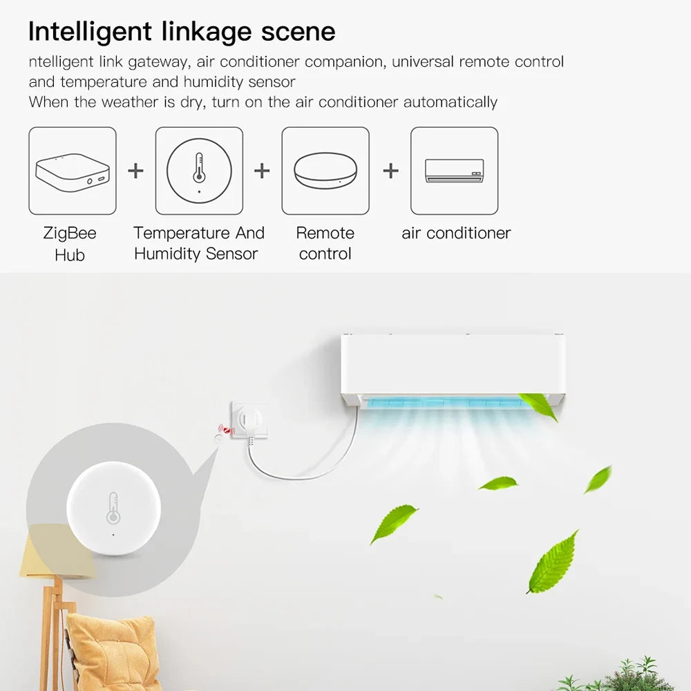 Tuya Zigbee 3.0 Temperature Humidity Sensor Remote Monitor by Smart Life App Battery Powered Works with 2Mqtt Alexa Google Home