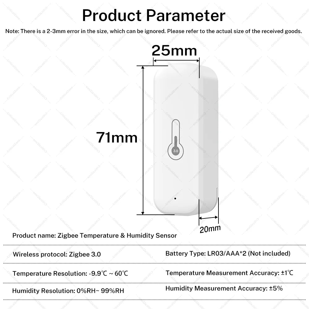 Zigbee 3.0 Temperature and Humidity Sensor Zigbee Hub Required Work with Yandex ZHA Homeassistant Alexa Zigbee2Mqtt