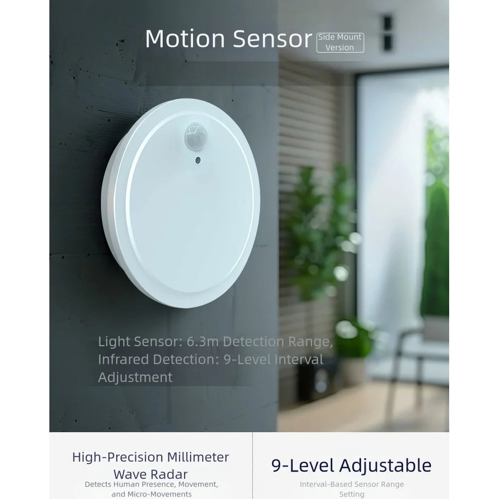 Motion Sensor Presence Sensor 24G Millimeter Wave Technology 6.3 Meters with a 110° Sensing Angle a (Wifi-2.4G), B (For Zigbee)