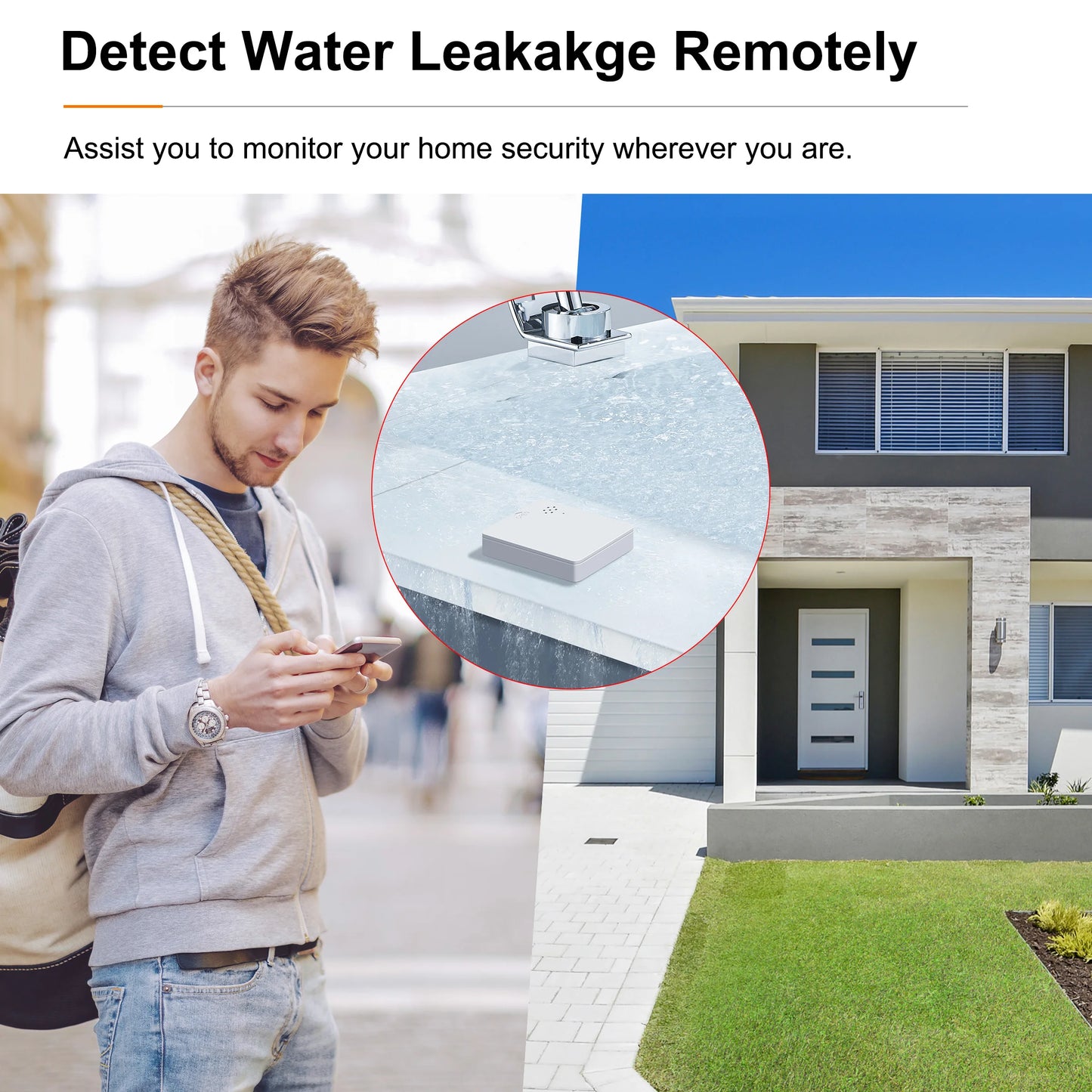 Zigbee 3.0 Water Leak Sensor Smart Leakage Detector Built-In Smart Siren 85Db Alarm Work Home Assistant for Home Security