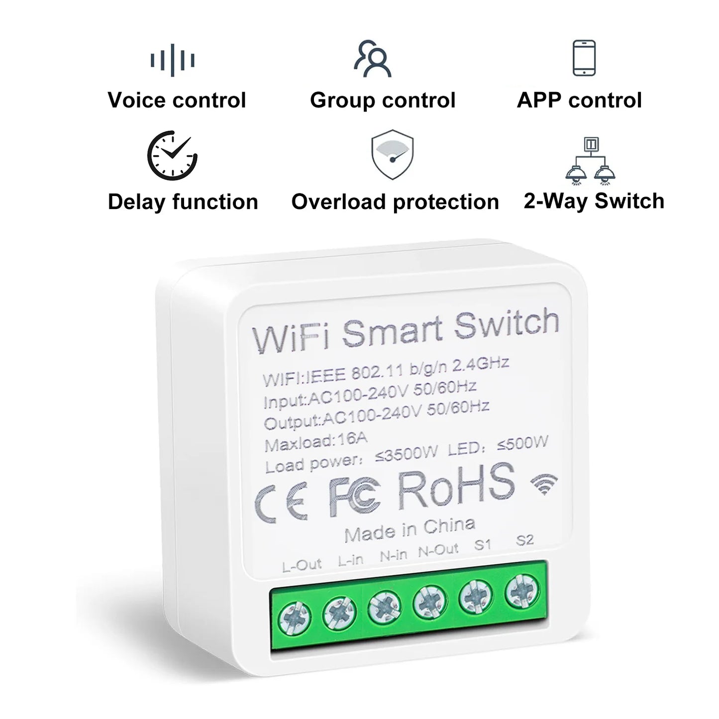 Wifi Smart Light Switch 2 Way Control Module AC 110V 220V Voice Control Ewelink APP Work with Alexa Google Home Alice