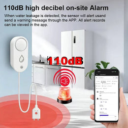 Zigbee Water Leak Detector 110Db Siren Alarm Alert Flood Water Leakage Sensor Support Home Assistant Zigbee2Mqtt Gateway