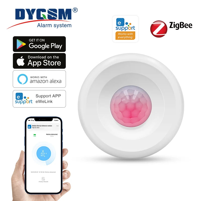 Ewelink Zigbee 3.0 PIR Motion Sensor Human Motion Infrared Detector Security Alarm Works with Alexa Google Home Zigbee2Mqtt