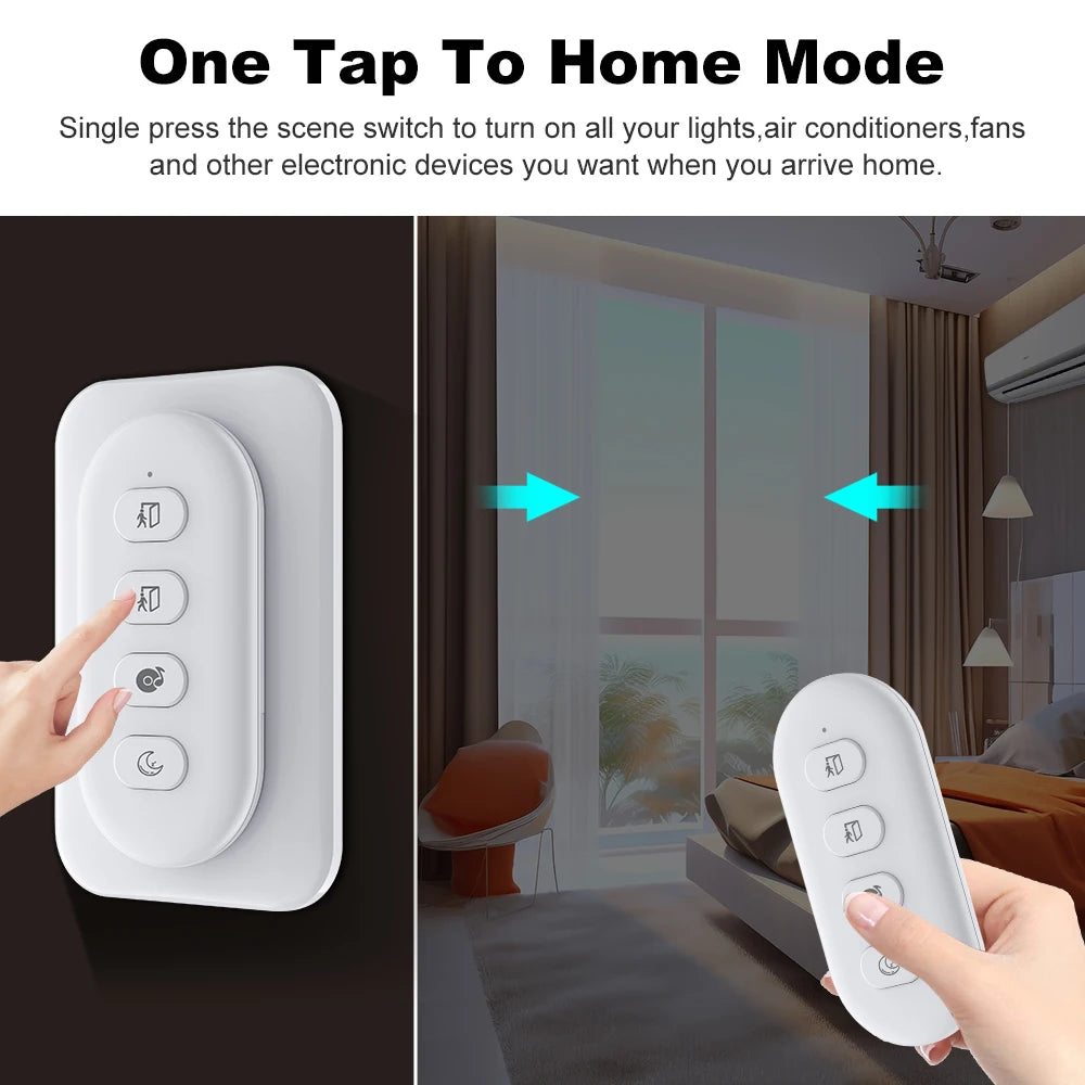 Tuya Zigbee Smart Scene Switch 4 Gang 12 Scene Wireless Push Button Switch Battery Powered Smart Home Automation Scenario Switch