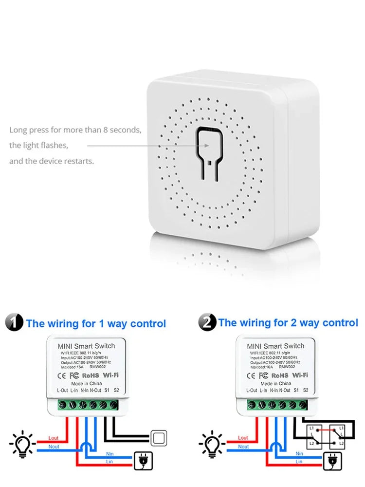 Cozylife Mini Wifi Smart Switch 16/20A Relay for Alexa and Google Home App Remote & Voice Control DIY Mode Timer Home Automation
