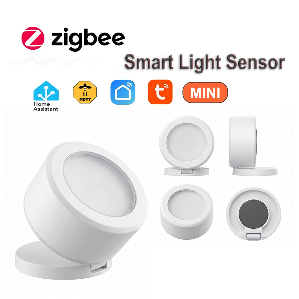 Zigbee Light Sensor Luminance Sensor Illumination Brightness Detector Home Automation with 2MQTT Tuya Devices Linkage