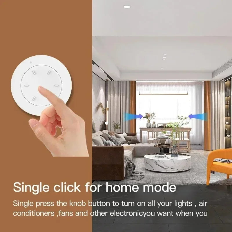 ZEXEF Tuya Zigbee 3.0 Smart Knob Switch Dimmer Wireless Scene Link Button Switch HOME Device Automation Panel