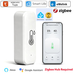 Tuya Zigbee Smart Wireless Temperature and Humidity Sensor Hygrometer Thermometer Detector Work with Alexa Home Assistant Z2Mqtt