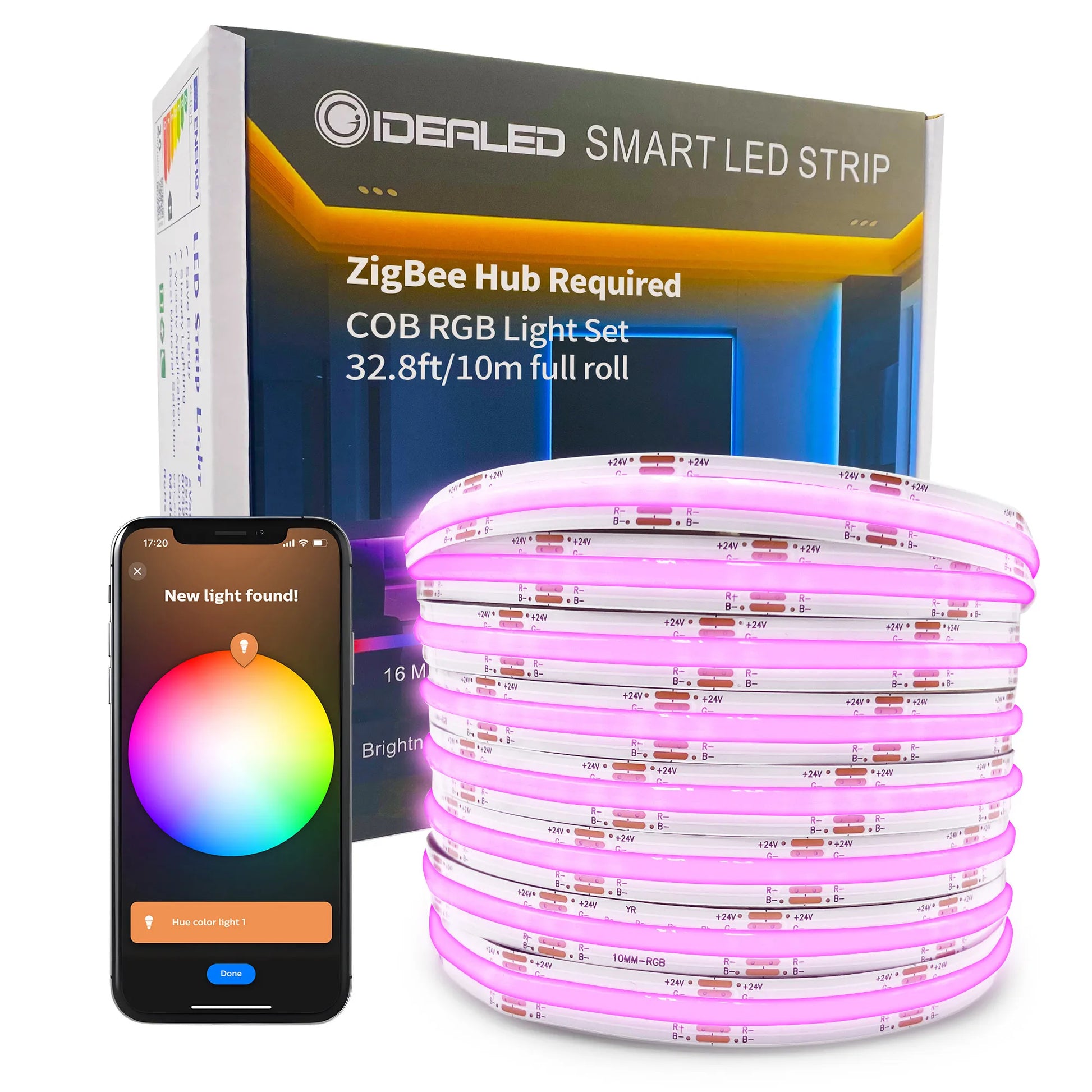 Smart Zigbee RGB FCOB LED Strip Lights 5M 10M DC24V Soft Bending Tape Light Set Bedroom Decoration Atmosphere Lighting Diodes