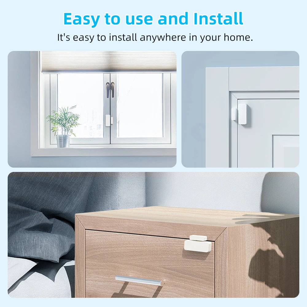 Tuya Wifi/Zigbee Door Sensor Smart Door Window Detector Home Security Alarm APP Control Works with Alexa Google Home