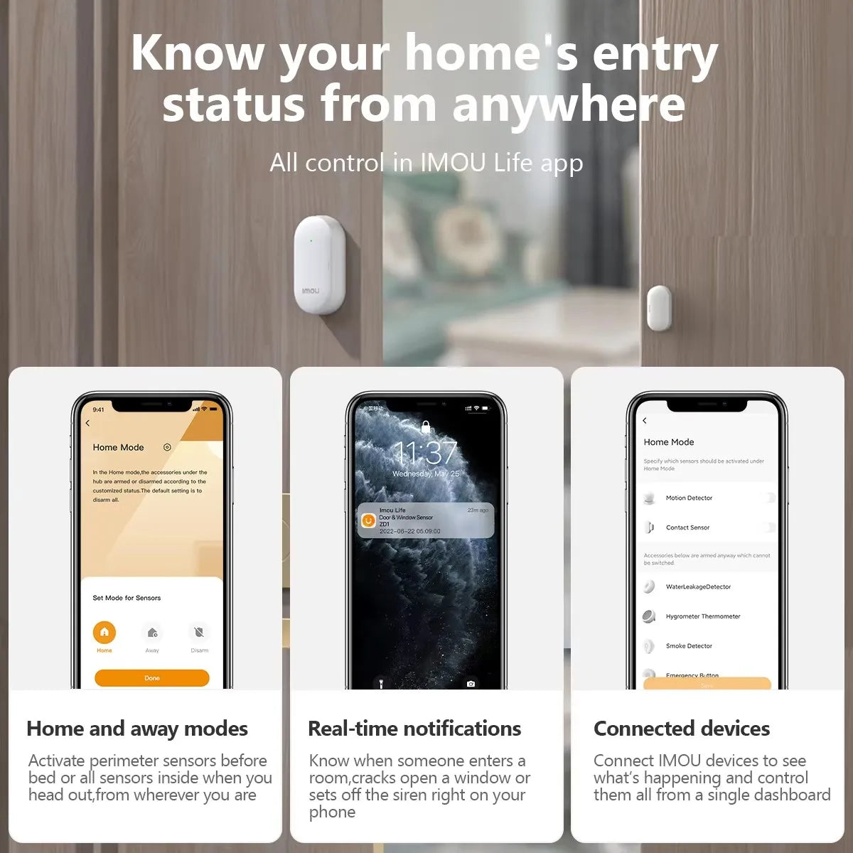 Zigbee 3.0 Smart Door Window Sensor Open Closed Detectors App Control Security Alarm Tamper-Proof 2 Year Long Standby