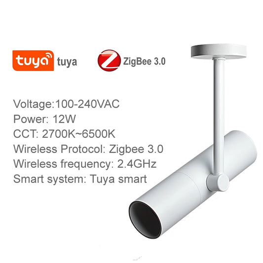 Tuya Smart Hue Led Spotlights 12W Dimmable Zigbee Home Assistant Alice Alexa Spot Led Track Lighting Ceiling Wall Lamp