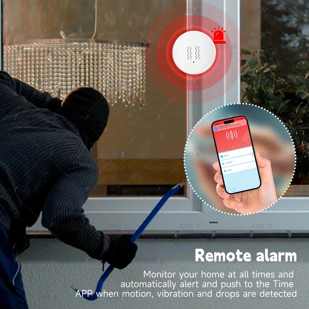 Zigbee Tuya Smart Vibration Sensor Real Time Monitor Door Window Detection Alarm Smart Home Security Protection System for Z2M