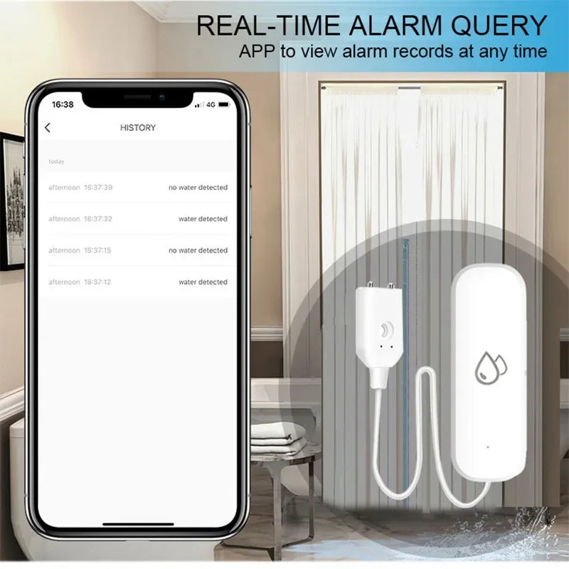 Tuya Zigbee Water Leakage Sensor Flood Leak Alarm Detector Smart Home Security Protection System Smart App Remote Control Alexa