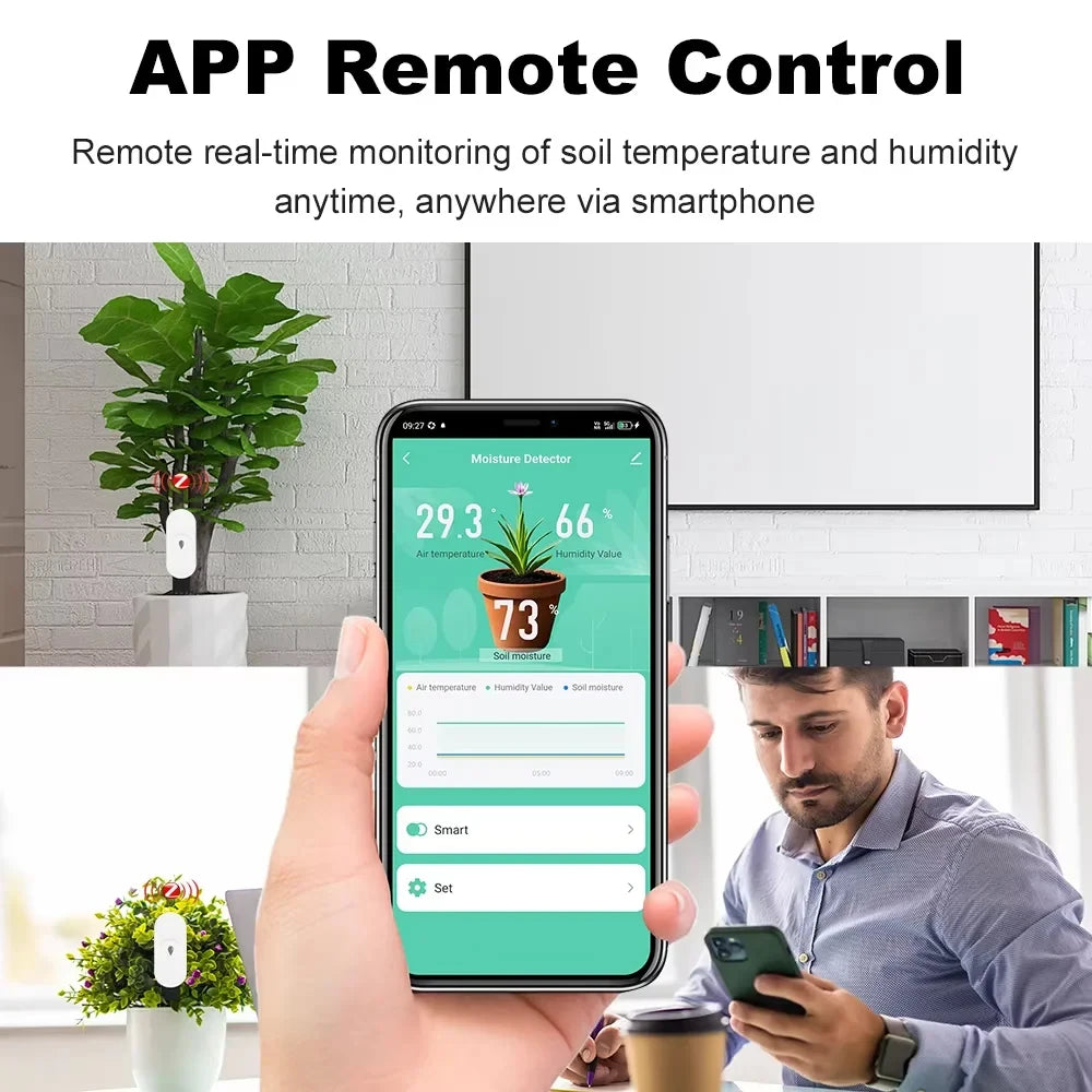 Zigbee Soil Temperature and Humidity Tester App Remote Monitoring Thermo Meter Hygrometer Garden Automation Irrigation Detector