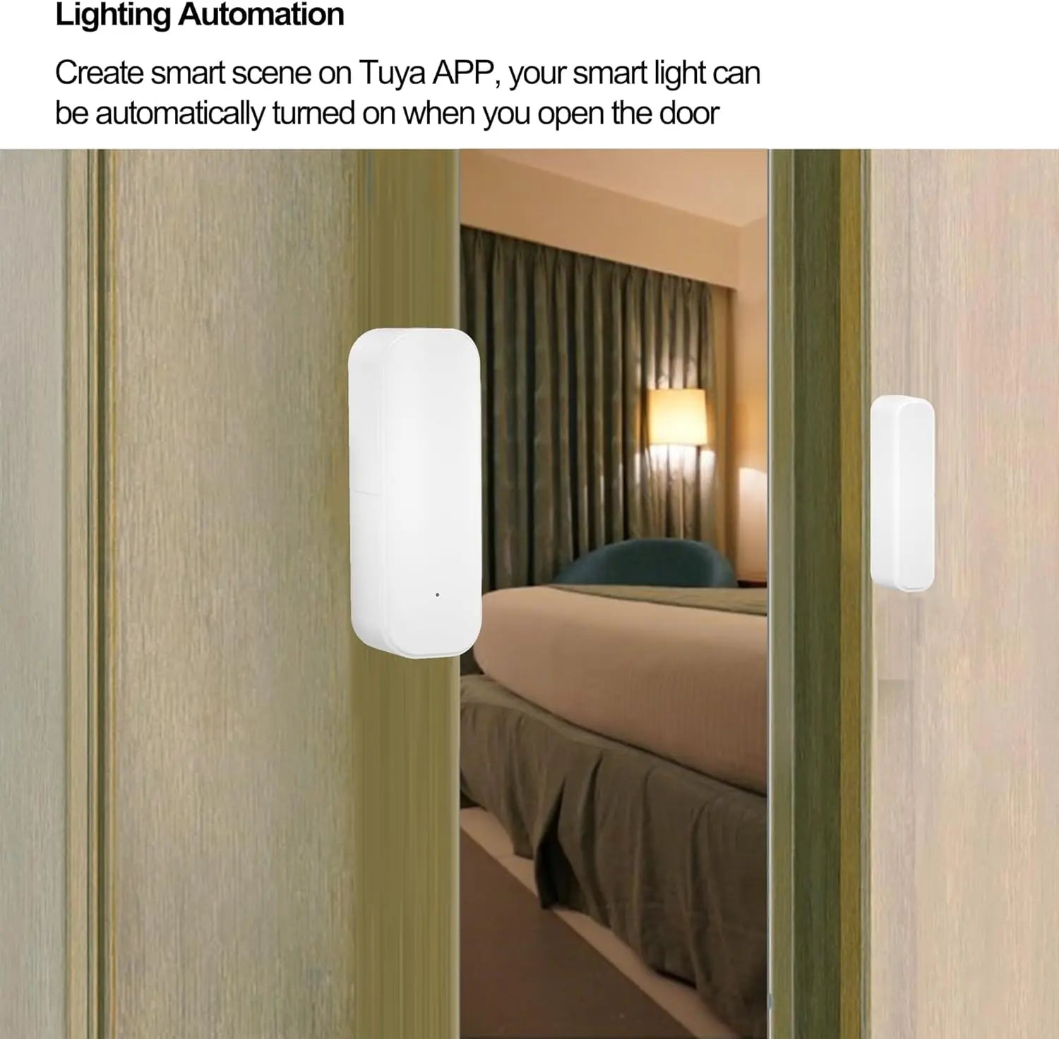 Tuya Zigbee Smart Wireless Magnetic Door Window Opening Sensor Detector with App Notification Alert for Home Security Protection