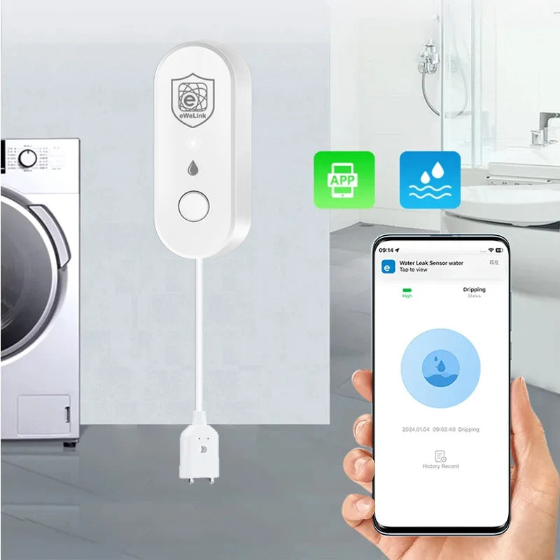 Ewelink Zigbee Water Leak Sensor Bathroom Overflow Leakage Detector Smart Home Alarm App Control Support Alexa Work with Gateway