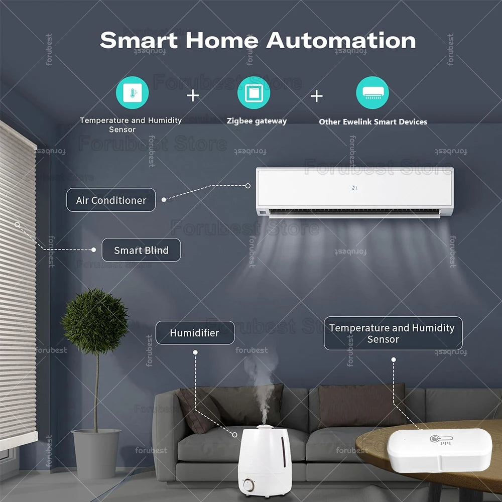 Zigbee Temperature and Humidity Sensor Smart Home Hygrometer Thermometer Works with Ewelink App Alexa Google Yandex Alice Z2MQTT