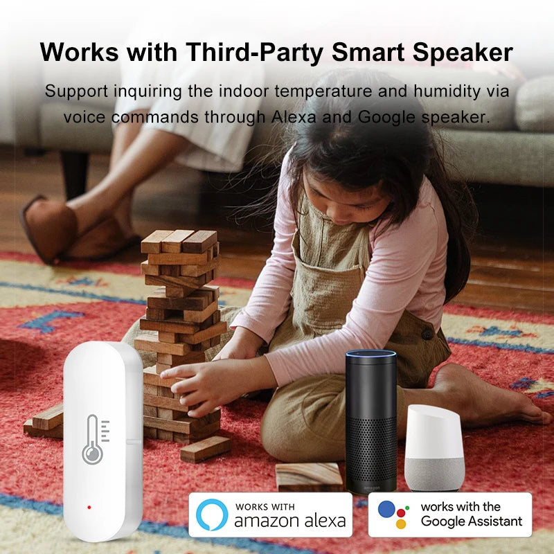 Tuya Wifi /Zigbee Smart Temperature Humidity Sensor Indoor Hygrometer Controller Monitoring Work with Smart Speaker Alexa Google