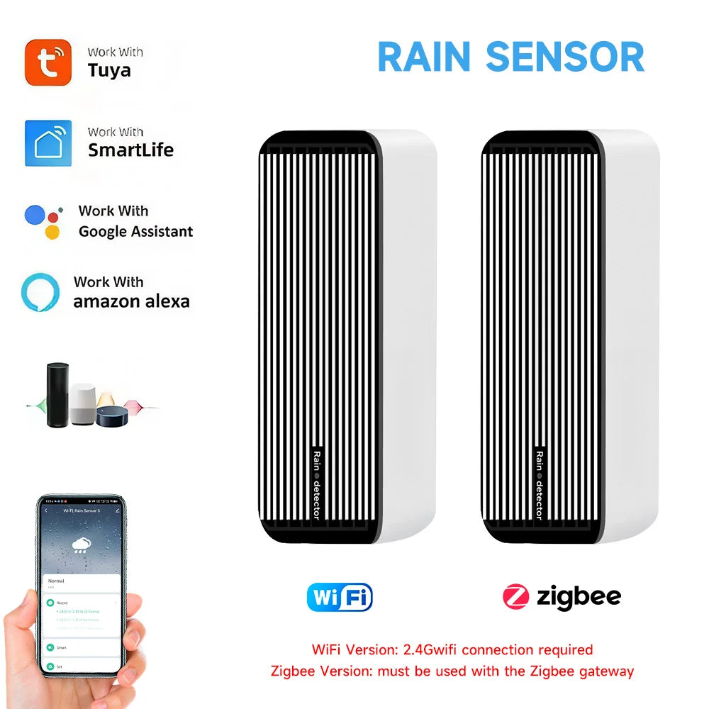 Rain Sensor Alert Wifi Zigbee for Tuya Google Assistant Amazon Alexa Smartlife Real-Time Data Collection Detection of Rainfall
