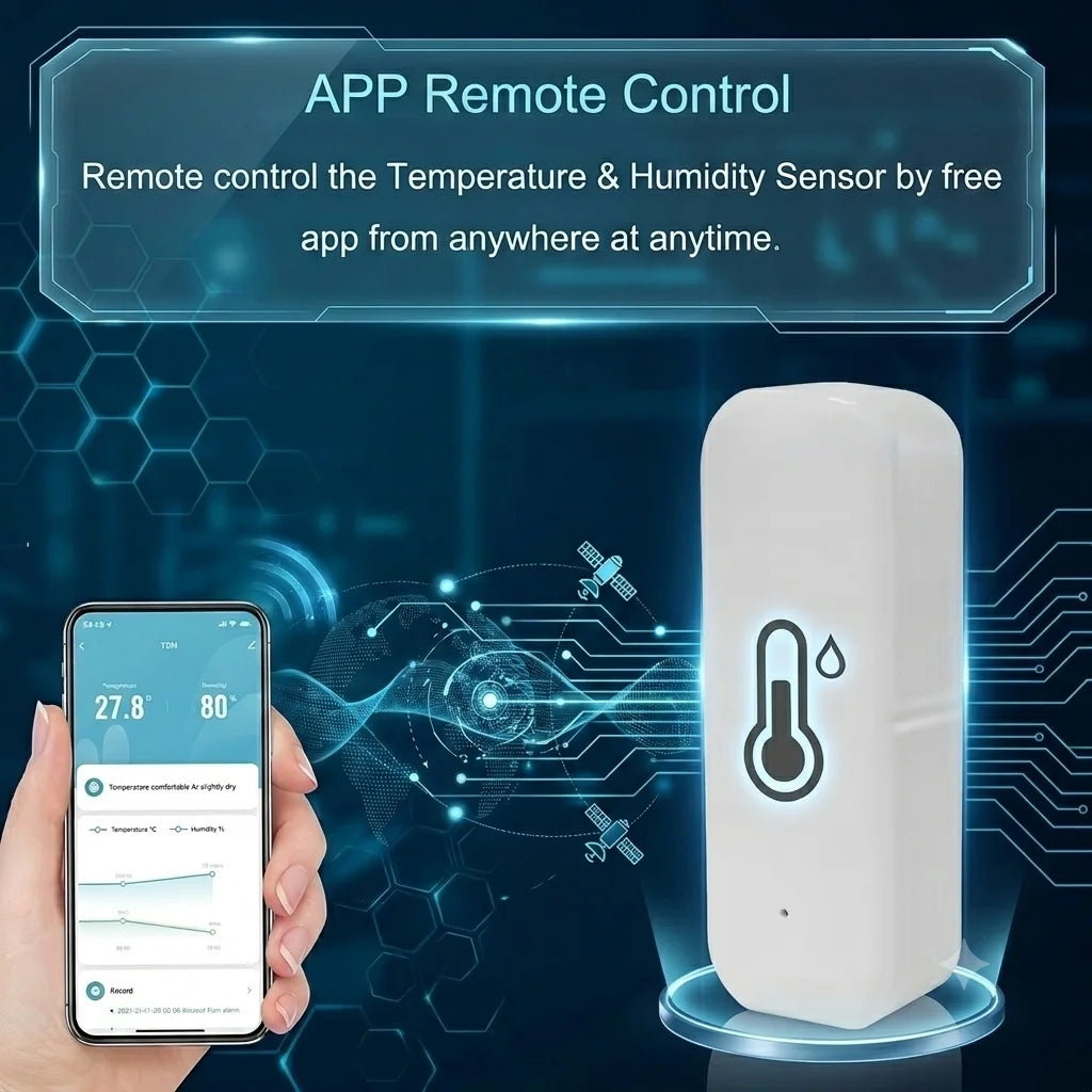 Zigbee Smart Temperature Humidity Sensor Indoor Hygrometer Controller Monitoring Work with Smart Speaker Alexa Google Home