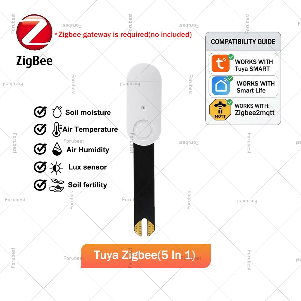 Smart Zigbee Soil Moisture Sensor Temp Humidity Light Fertility Meter Thermo Hygrometer Garden Automation Irrigation Detector
