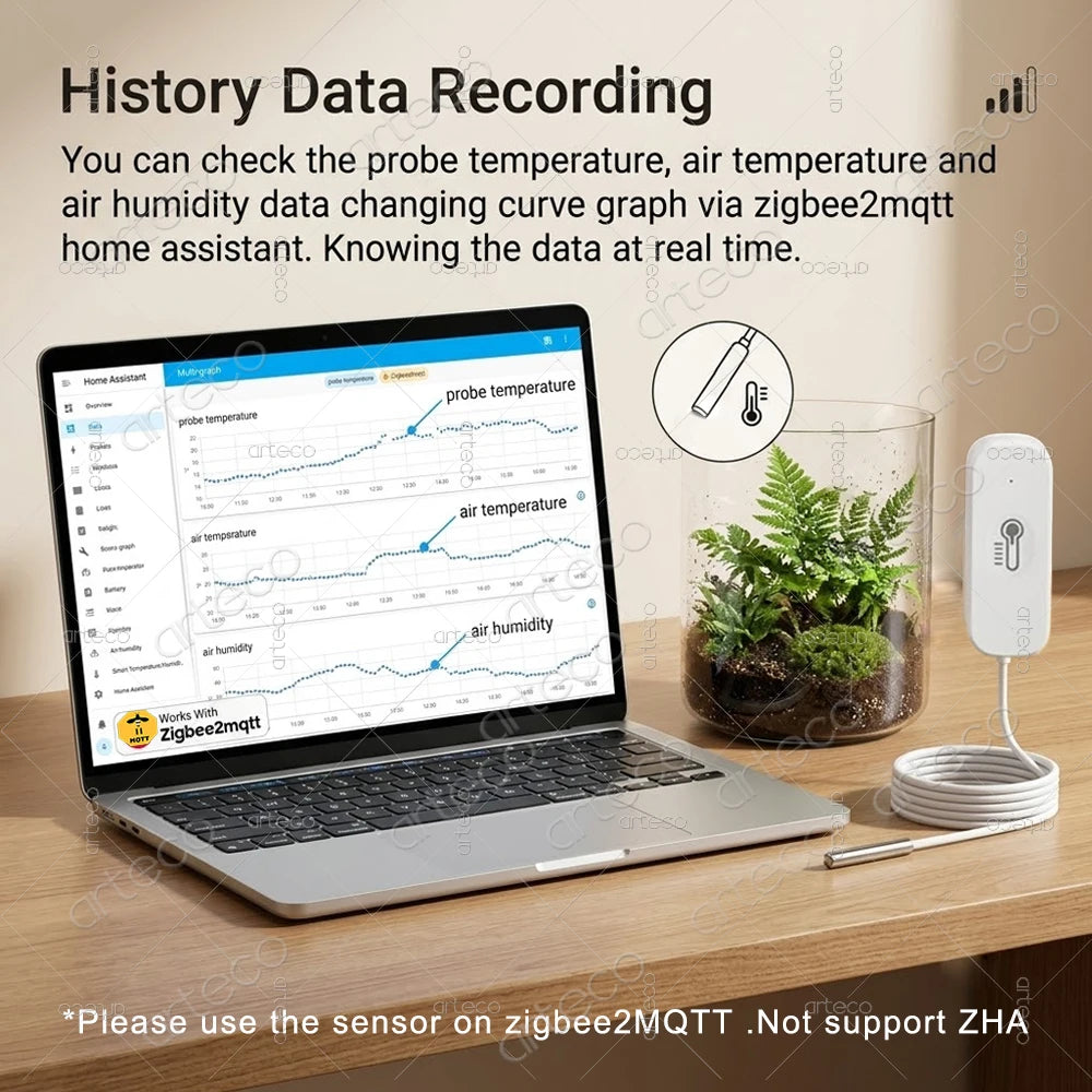 Zigbee NTC Probe Temperature Humidity Sensor Remote Monitor Aquarium Pool Fridge Freezer Fish Tank Therometer,For Zigbee2Mqtt