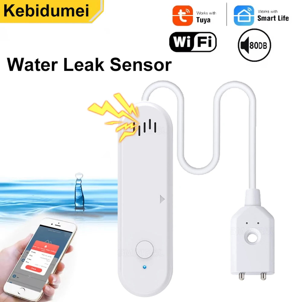 Tuya Smart Wifi Water Leak Sensor Water Overflow Level Detector 80Db Sound Alarm System Flood Leakage Sensor Remote Monitor
