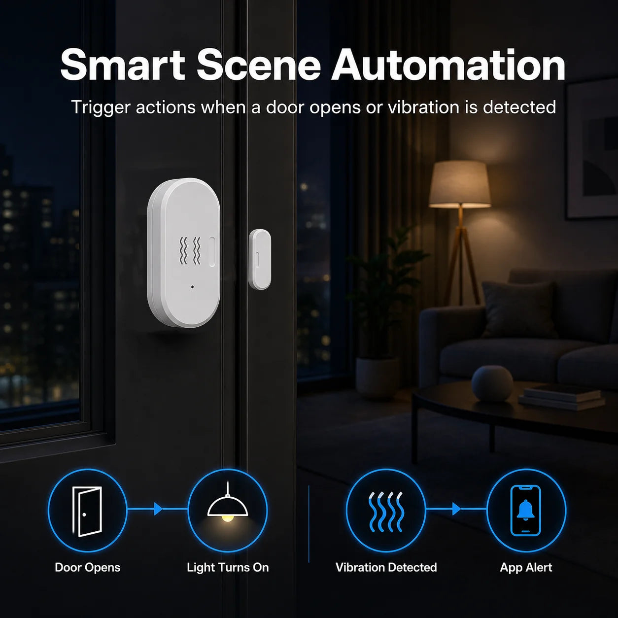 Tuya Zigbee Vibration Door Window Sensor Smart Door Contact Sensor Smart Life Home Assistant Zigbee2Mqtt App Open Close Alert