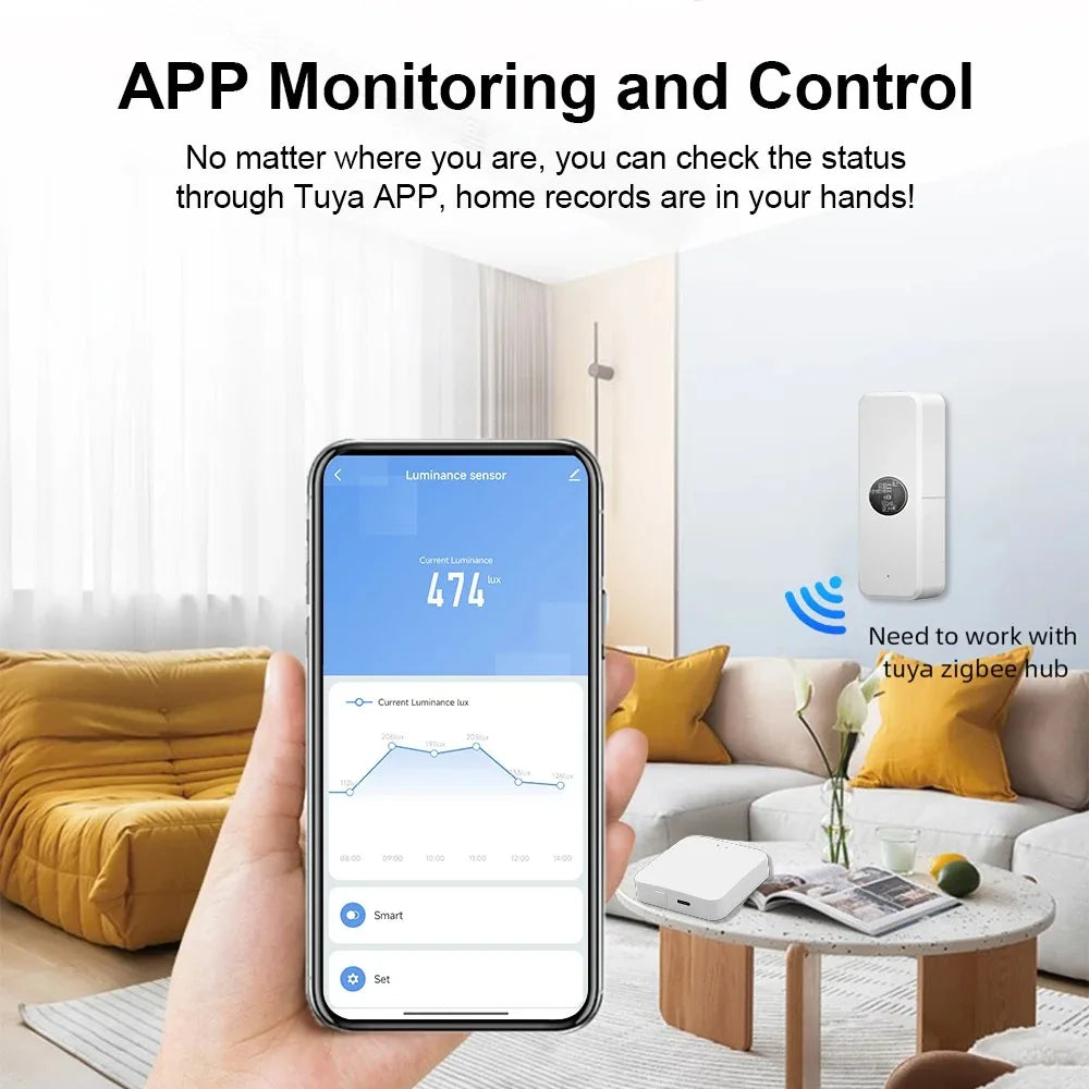 Tuya Zigbee Illumination Brightness Detector Light Sensor Luminance Sensor Home Automation with Smart Life Device Linkage