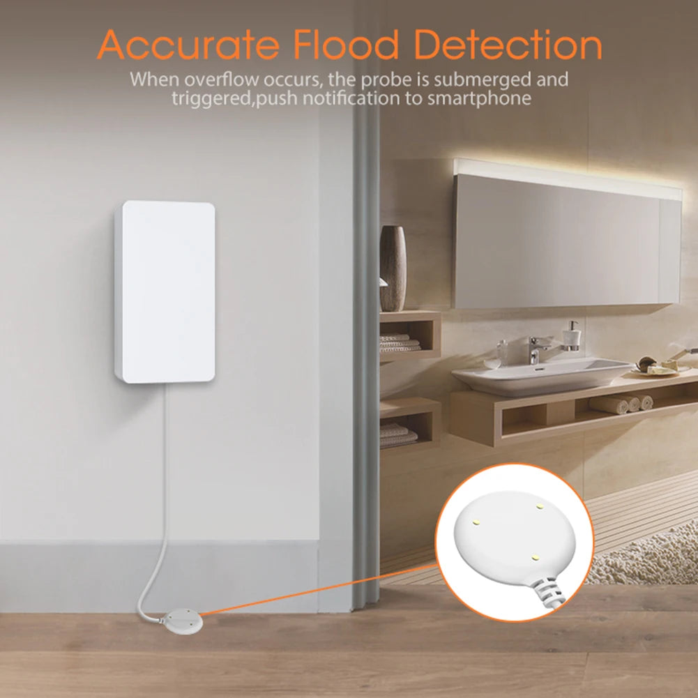 Tuya Zigbee Overflow Security Alarm System Remote Control 2.4Ghz Liquid Leak Alarm Battery Powered Portable for Home Apartment