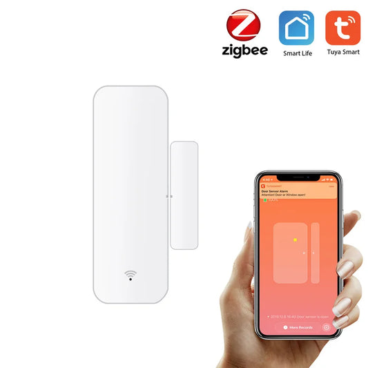 Graffiti Intelligent Zigbee Door Magnetic Detector Tuya Smart Linkage Window Magnetic Wireless Window Contact Anti-Theft Sensor