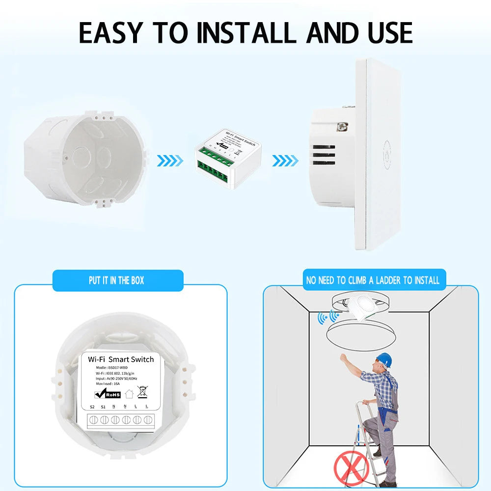 Tuya 16A WIFI Zigbee 3.0 Mini Smart Life APP Remote DIY Timing Relay Wireless Control with Alice, Alexa, Google Assistant