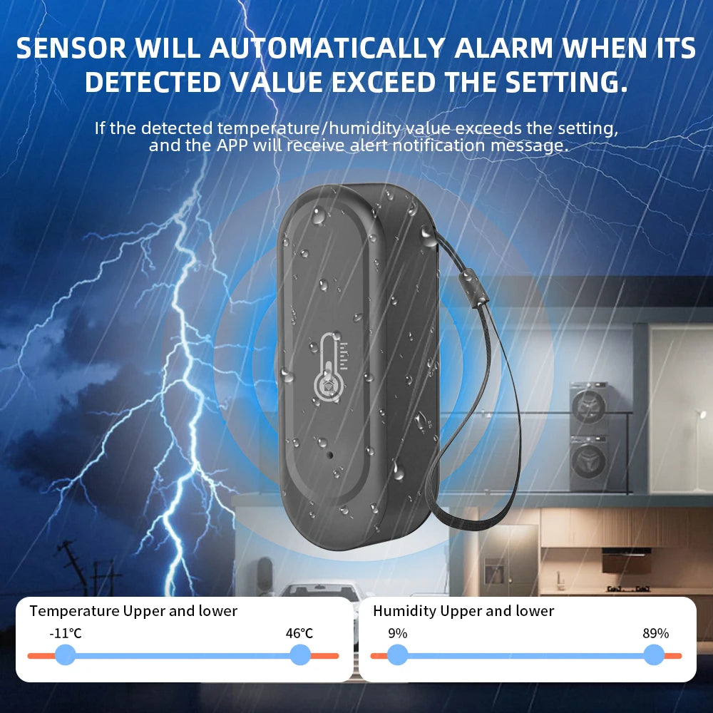 IP65 Waterproof Tuya WiFi/Zigbee Smart Temperature and Humidity Sensor - Control Your Environment with Alexa and Google Home
