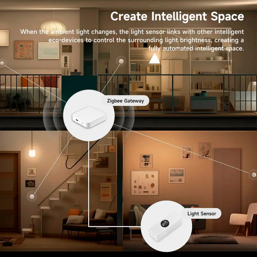 Zigbee Tuya Luminance Detector Light Brightness High Precision Illuminance Sensor Smart Life Alexa Google Assistant Supported