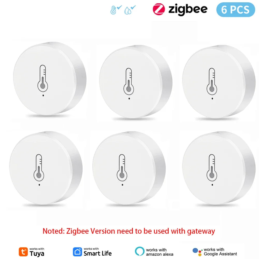 Tuya Zigbee Mini Temperature Humidity Sensor Smart Home Remote Monitor Works with Gateway Alexa Google Home Voice App Control