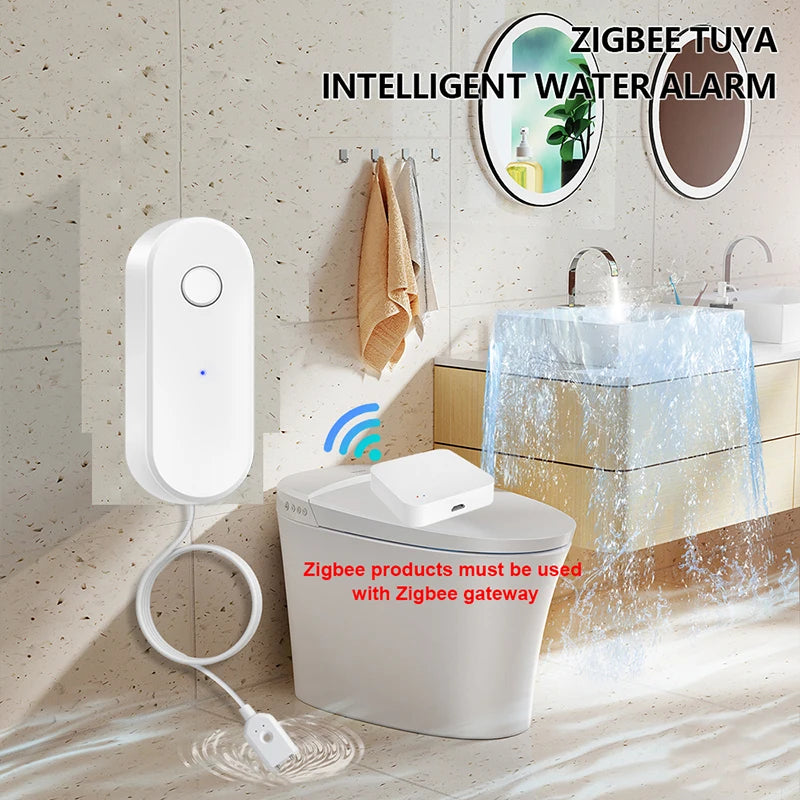 Tuya Zigbee Water Leakage Sensor Wireless Flood Detector Smart Life APP Home Kitchen Overflow Alarm Works with Hub Required