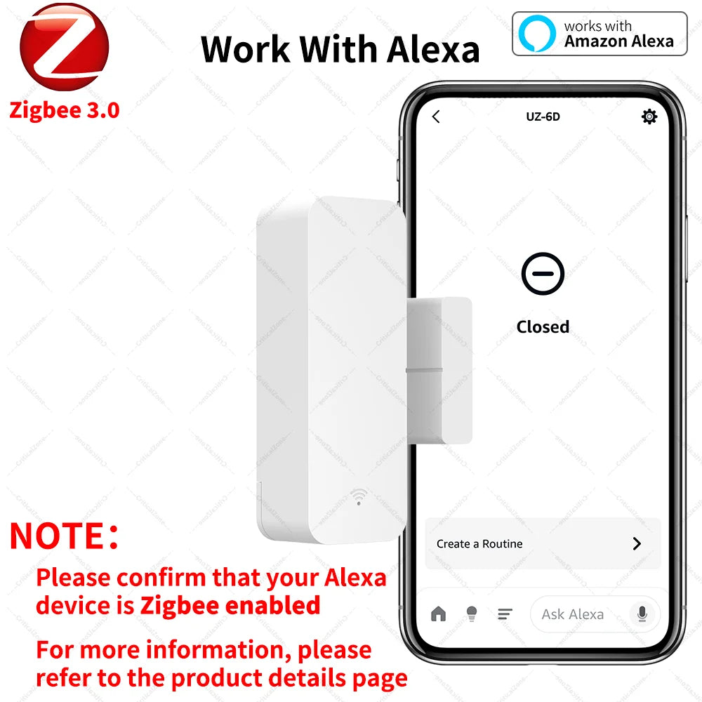 Zigbee 3.0 Door Sensor Window Sensor Contact Sensor Zigbee Hub Required Work with Home Assistant Yandex Alexa ZHA Zigbee2Mqtt