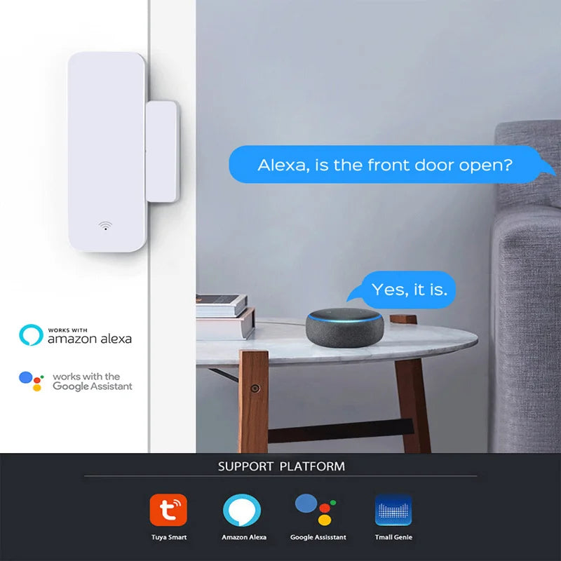 Graffiti Intelligent Zigbee Door Magnetic Detector Tuya Smart Linkage Window Magnetic Wireless Window Contact Anti-Theft Sensor