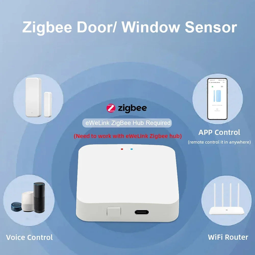 Ewelink Zigbee Door Sensor Smart Home Window Sensor Works Home Assistant Zigbee 3.0 Gateway Door Window Alarm Sensor APP Control