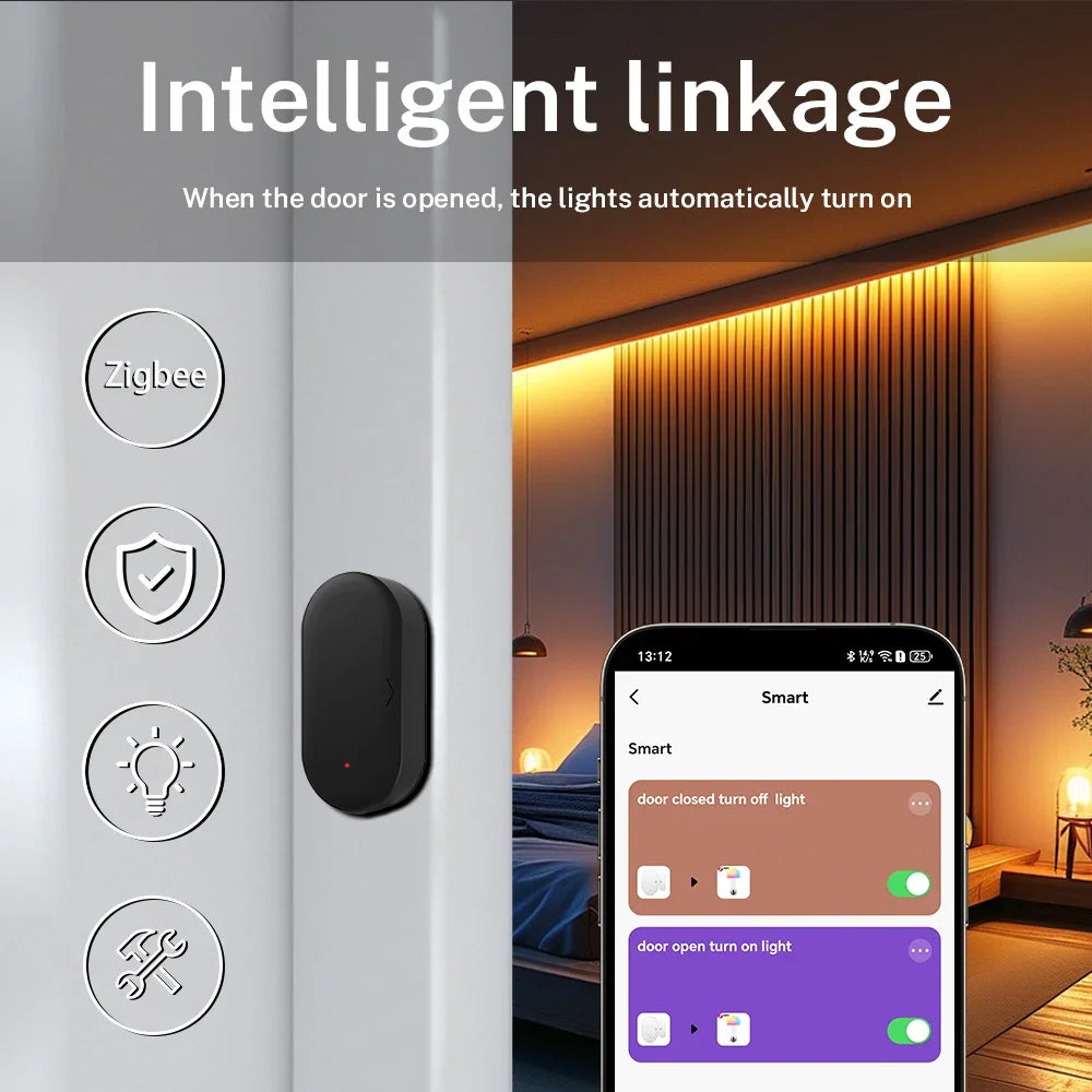 Home Security for Smart Home Smart Life APP Zigbee 3.0 Tuya Door Sensor Window Sensor Compatible with Alexa Google Assistant