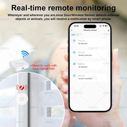 Tuya Zigbee Smart Vibration Sensor Detection Tilt Sensor Smart Life App Notification Shock Alarm Record Work with Alexa Z2M