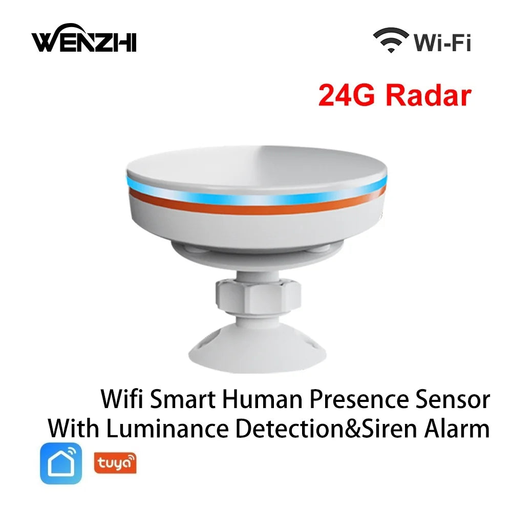 Zigbee 3.0/Wifi Human Presence Sensor 5V Mmwave Radar with Siren Alarm Motion Lux Detection Tuya/Smart Life Home Automation DIY