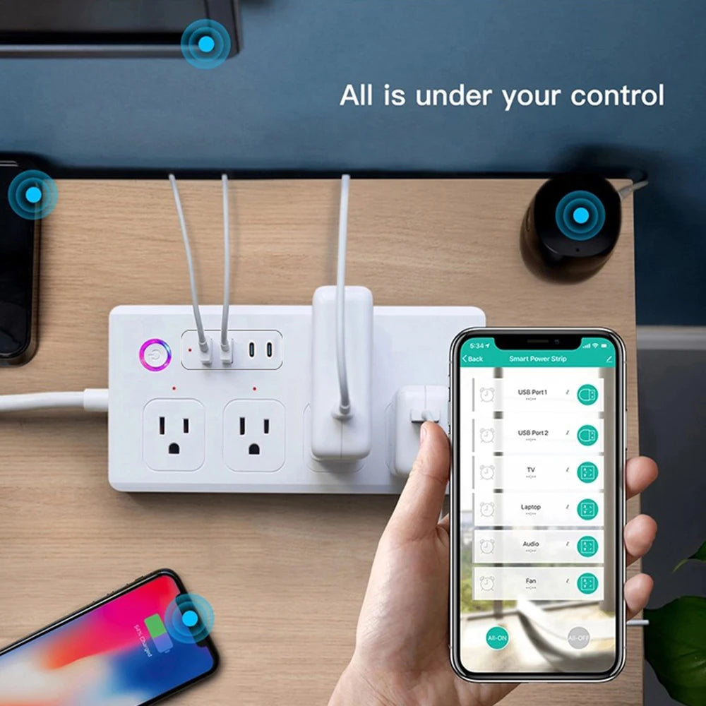 Zigbee Power Strip Tuya Smart Plug Smart Home Surge Protector Extension Cord Voice Control Work with Alexa Google Assistant
