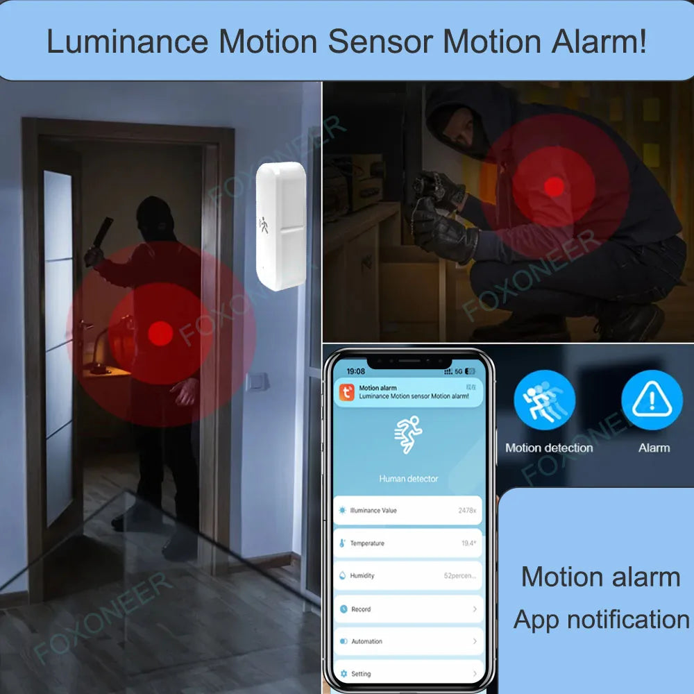 Tuya Zigbee Smart PIR Motion Sensor with Temperature & Humidity Detection - Enhance Your Home Security Effortlessly