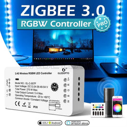 GL-C-006P GLEDOPTO Zigbee 3.0 Smart LED Strip Controller Compatible with Hub Tuya Smartthings App 2.4G RF Remote Control Voice