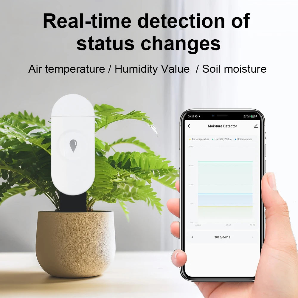 Zigbee Temperature Humidity Moisture Detector Smart Soil Tester Moisture Sensor Phone App Realtime Monitor for Home Garden