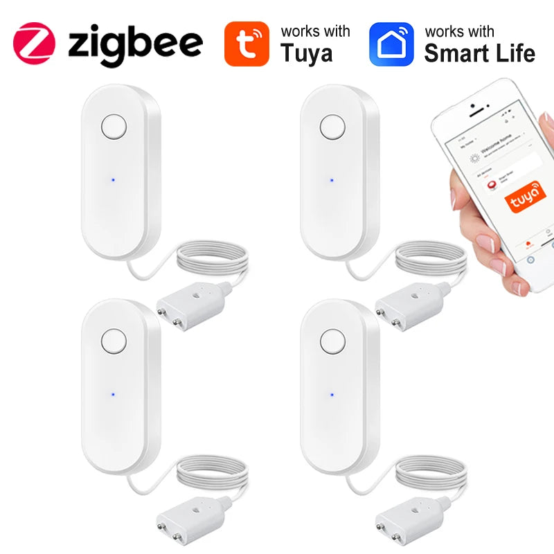 Tuya Zigbee Water Leakage Sensor Wireless Flood Detector Smart Life APP Home Kitchen Overflow Alarm Works with Hub Required